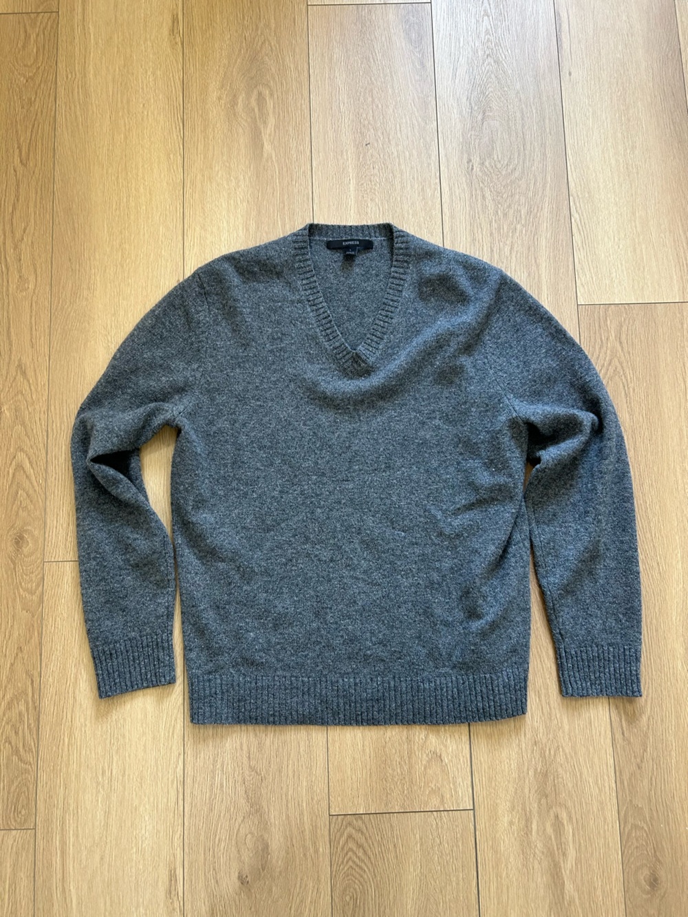 Express Charcoal Gray V-Neck Sweater